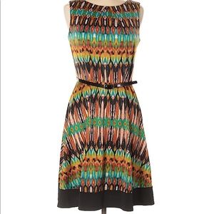 Green and brown dress